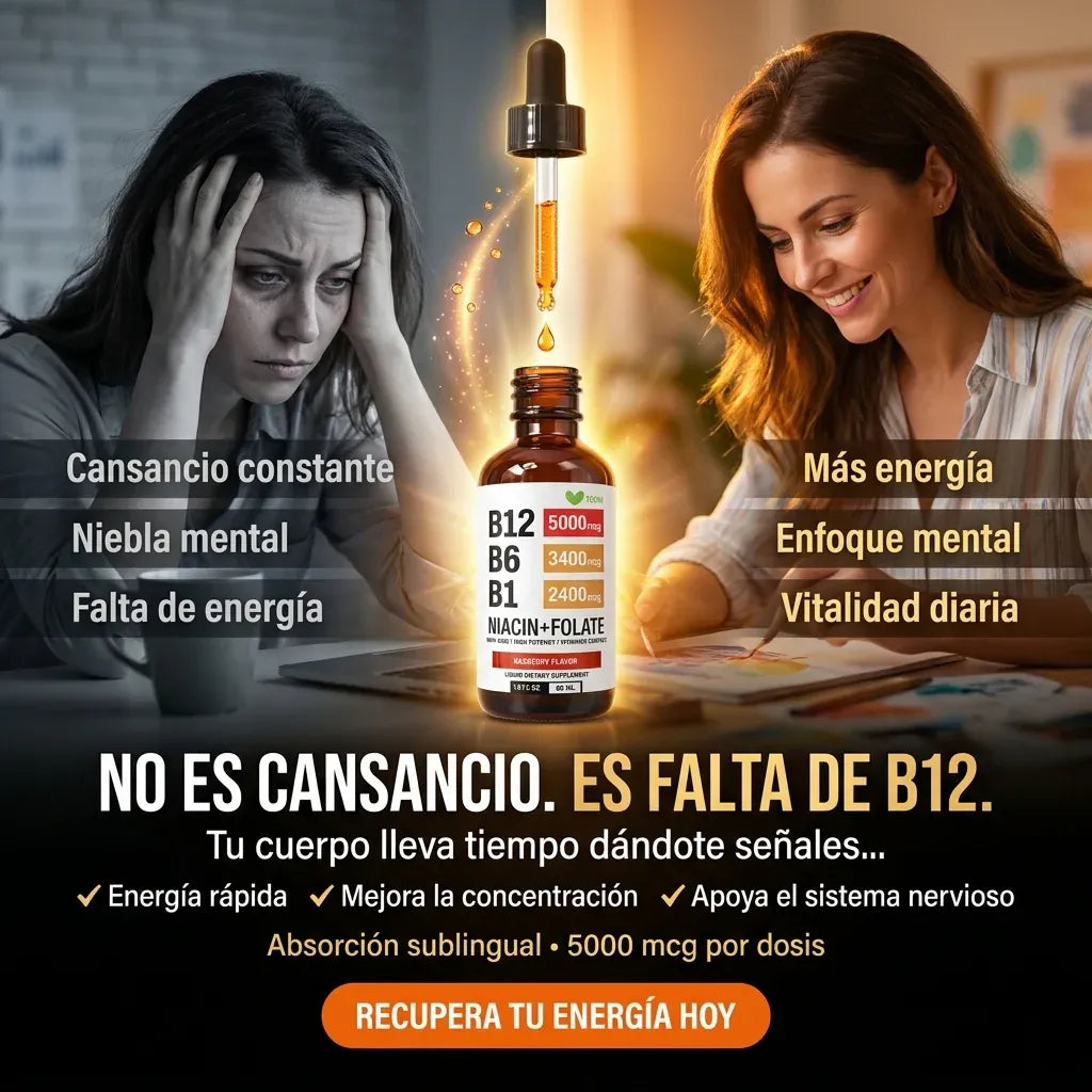 VITAMINA B-12 LÍQUIDA SUBLINGUAL - Más energía, enfoque y rápida absorción, SIN PASTILLAS