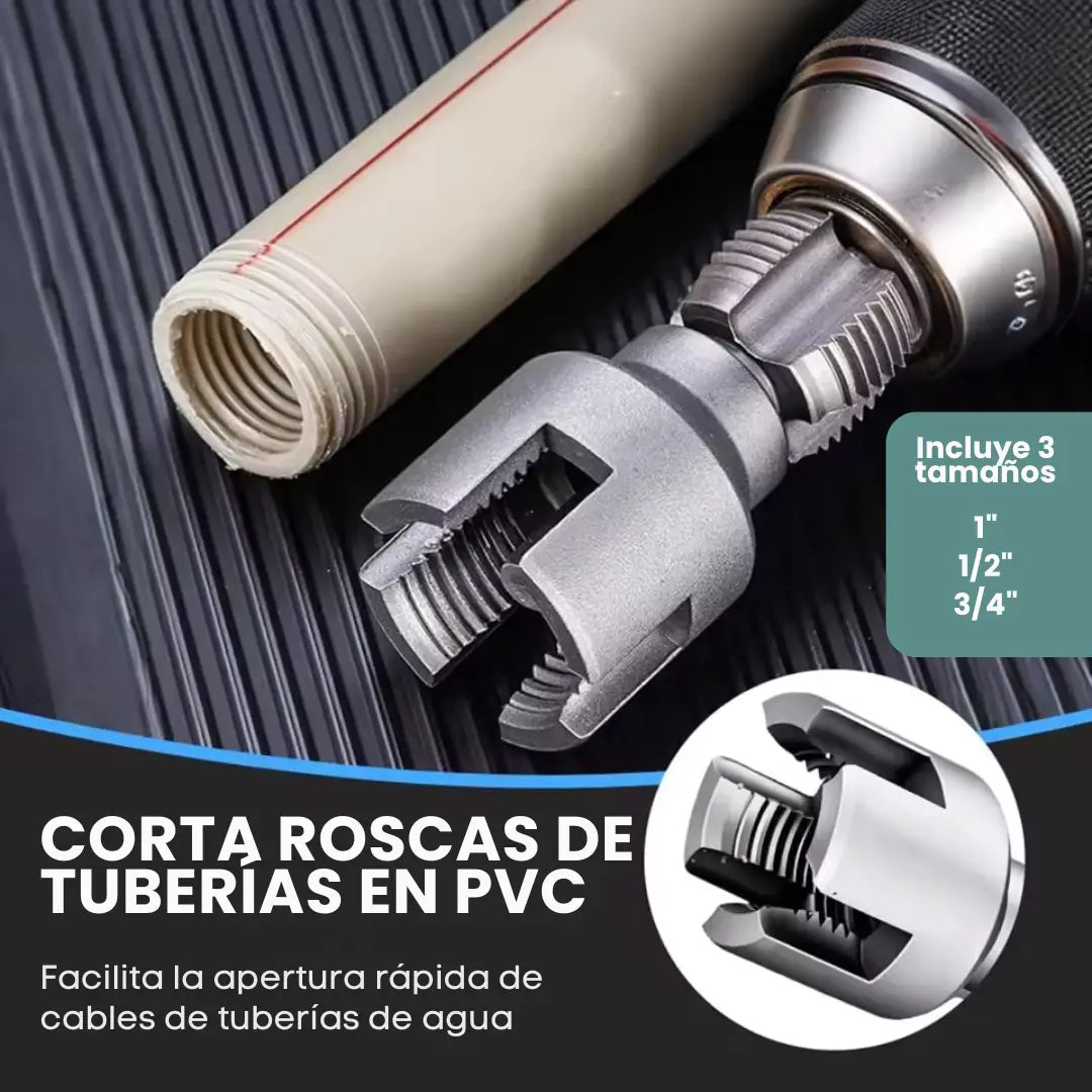 KIT ROSCADOR DE TUBOS PROFESIONAL PARA 1/2", 3/4" Y 1"