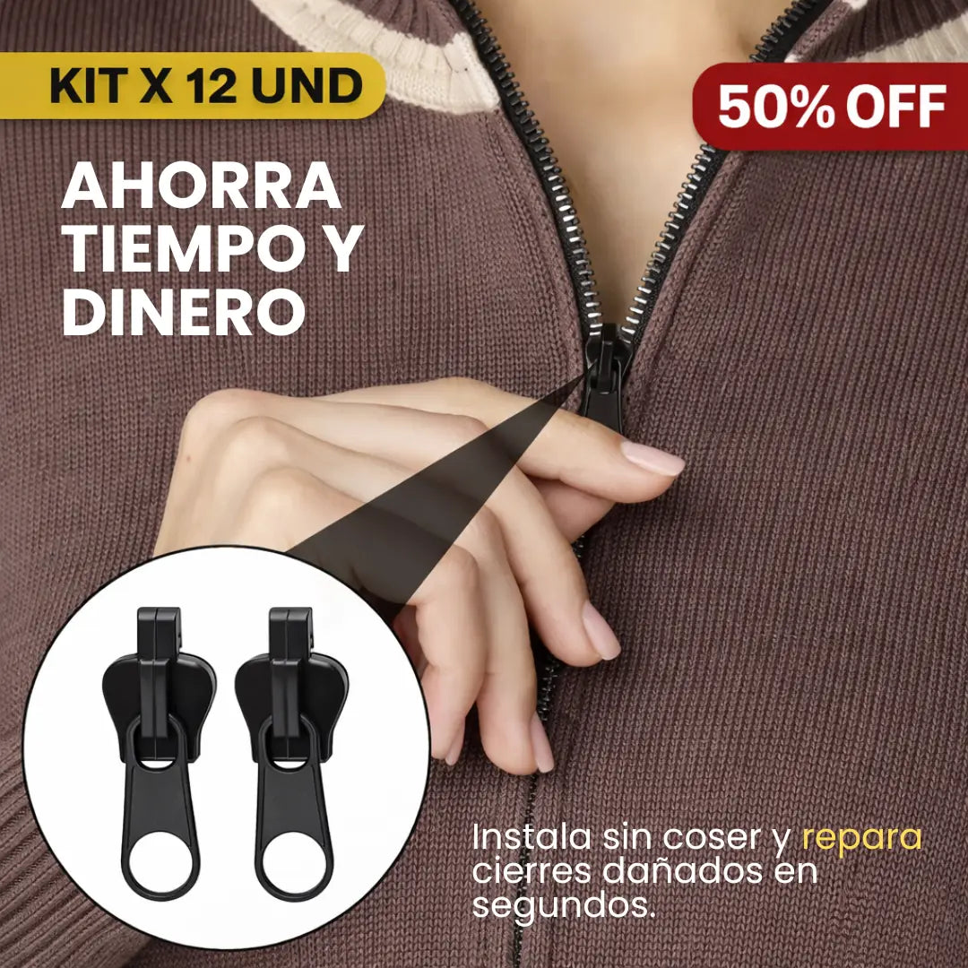 KIT X 12 REPARACIÓN INMEDIATA DE CREMALLERAS ZipRescate® Cambio inmediato y sin costuras.