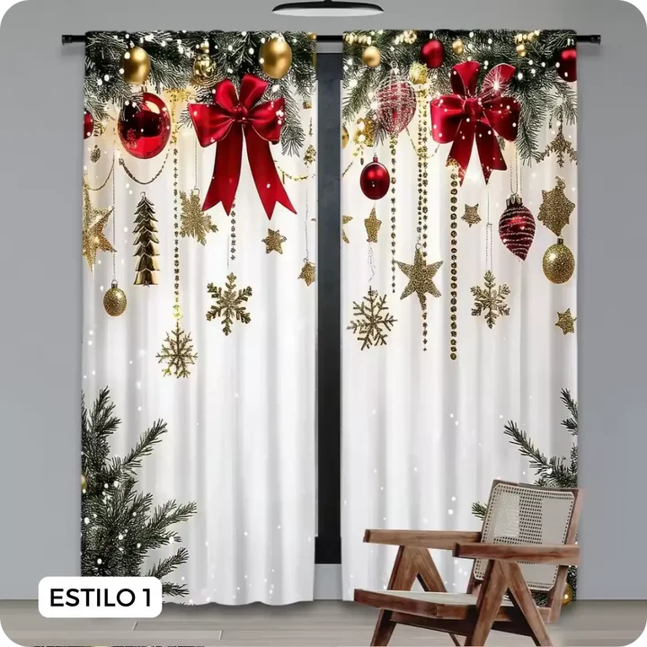 🎄 NAVIDÁ™ - Cortina Navideña Americana de 2 Paneles