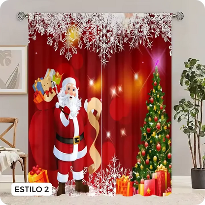 🎄 NAVIDÁ™ - Cortina Navideña Americana de 2 Paneles