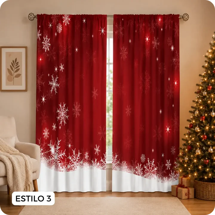 🎄 NAVIDÁ™ - Cortina Navideña Americana de 2 Paneles