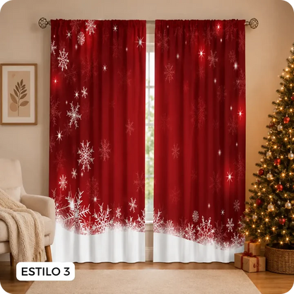🎄 NAVIDÁ™ - Cortina Navideña Americana de 2 Paneles