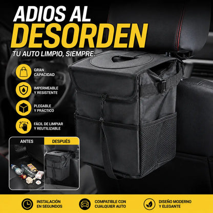CleanRide™ Bolsa de Basura para Auto con Tapa - Contenedor Plegable
