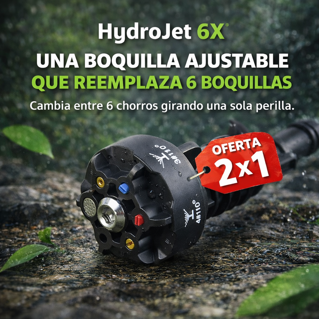 💦 HydroJet 6X® - La boquilla inteligente que reemplaza 6 boquillas en una sola